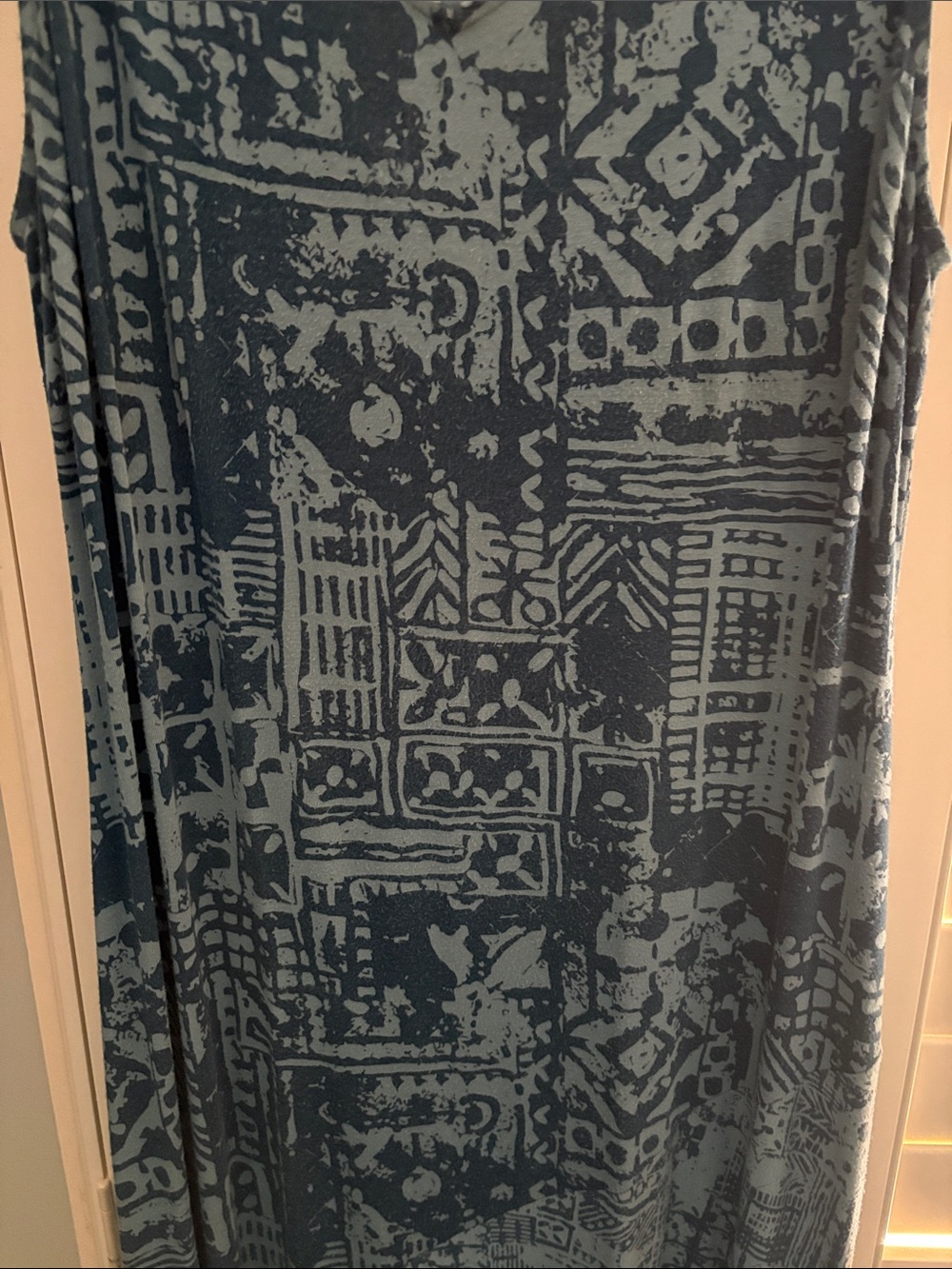 Soft Surroundings Blue Patterned V-Neck Maxi Dress - Picture 3 of 3